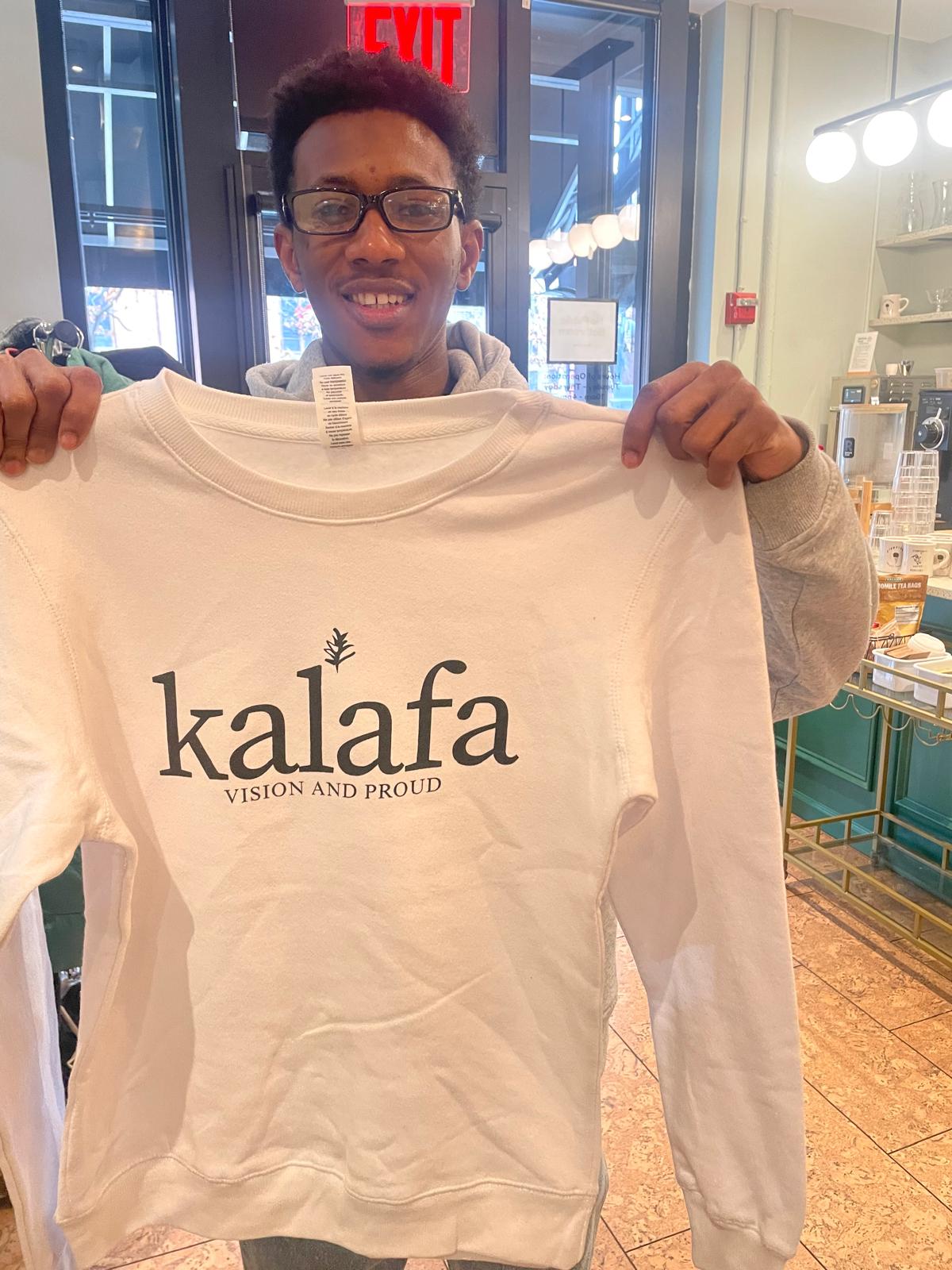 Kalafa "Vision and Proud" White Sweater designed by Ibrahima Bah